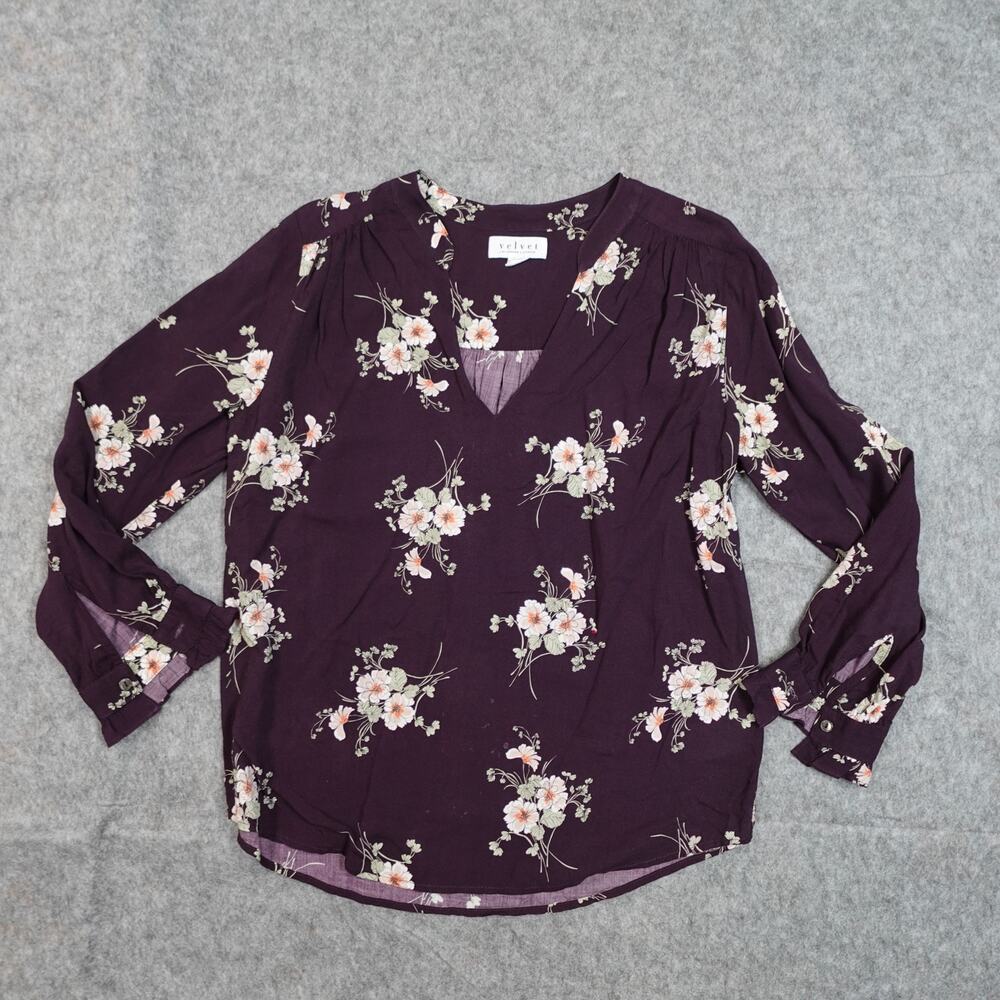 Velvet Graham Spencer Top Womens Extra Small Button Long Sleeve Floral Soft Thin
